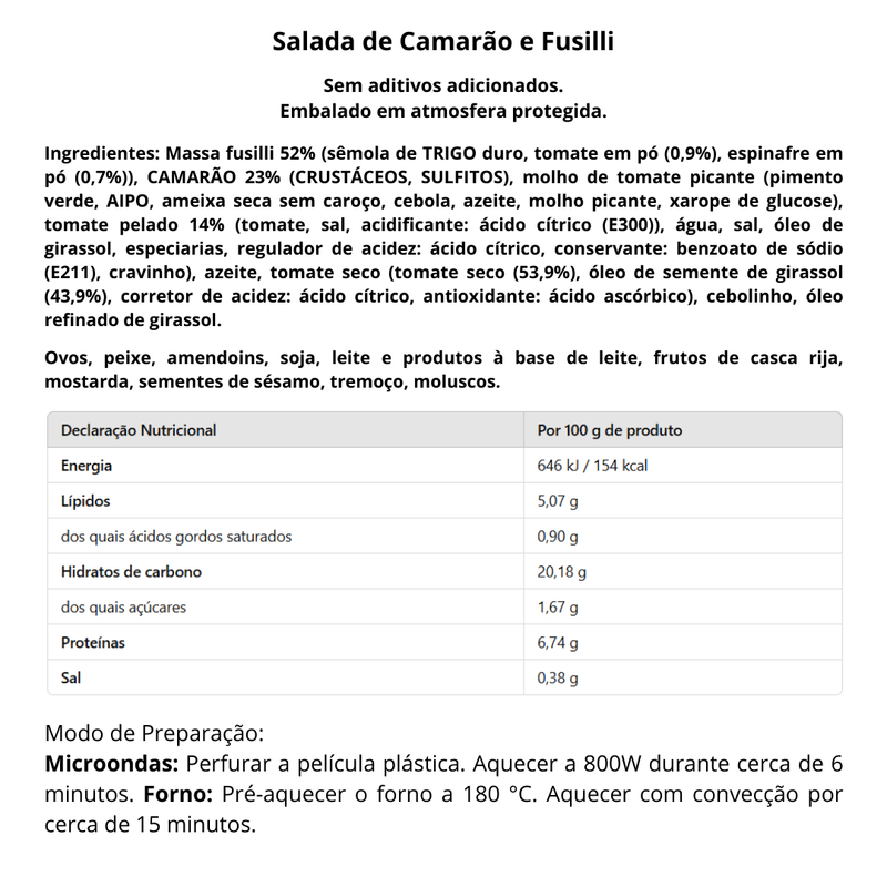 Fusilli com Camarão - 350g
